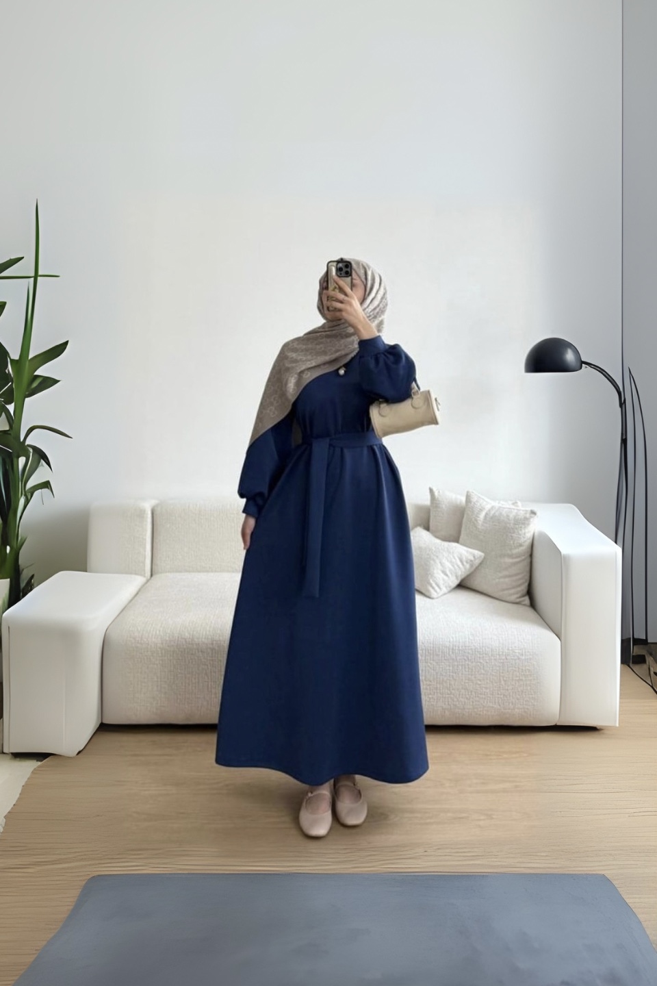 Lacivert Scuba Elbise